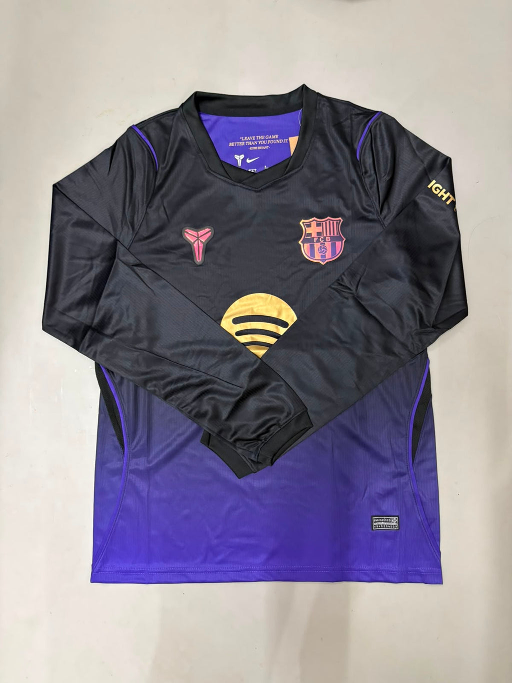FC Barcelona x Kobe Bryant Long Sleeve Jersey | Black Purple Football Jersey (Master Quality)