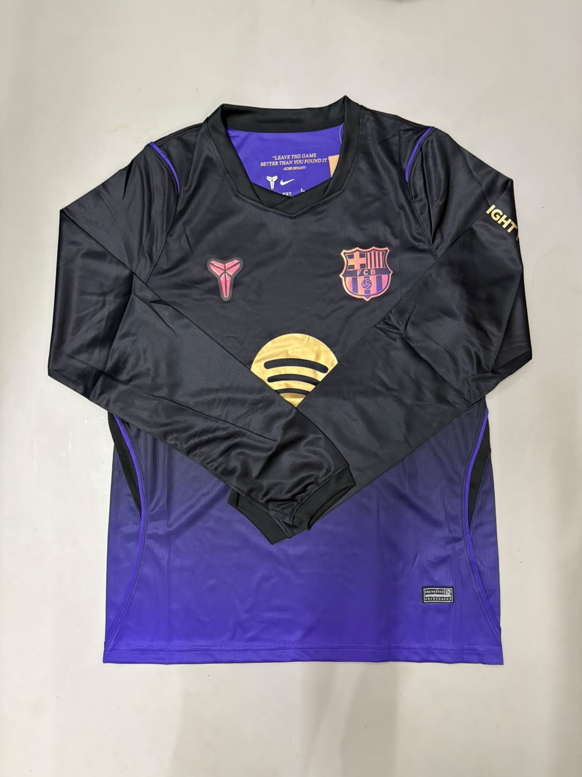 FC Barcelona x Kobe Bryant Long Sleeve Jersey | Black Purple Football Jersey (Master Quality)